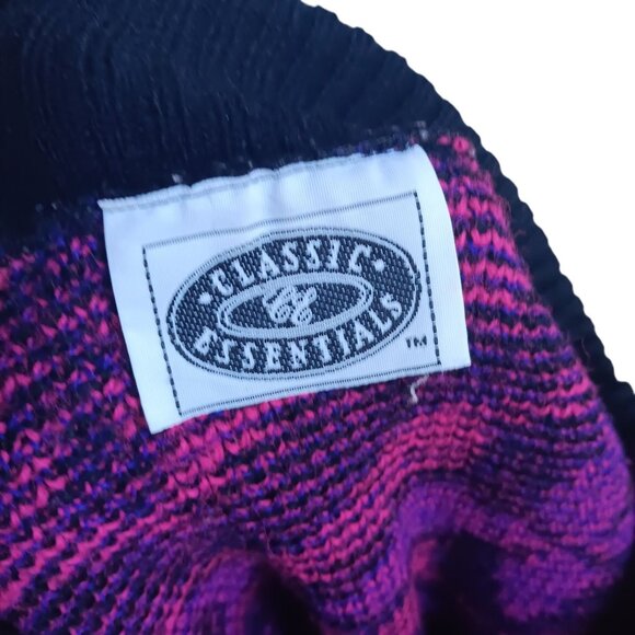 Vintage Women's Medium Sweater 80s Classic Essentials Wild Geometric New Wave - Picture 6 of 6